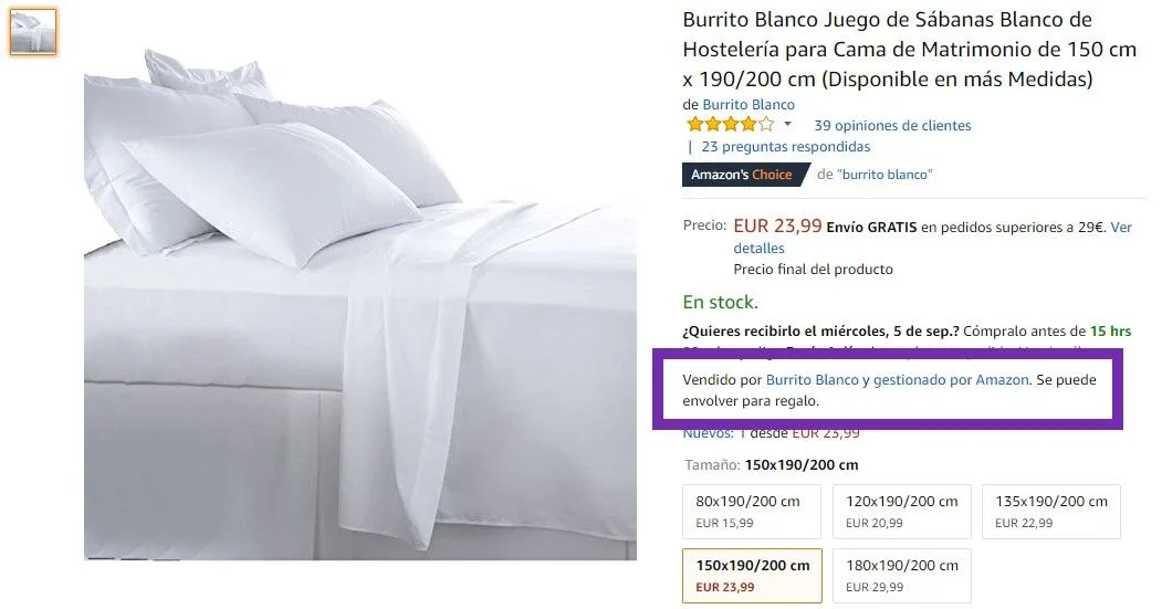 Producto vendido por 3P