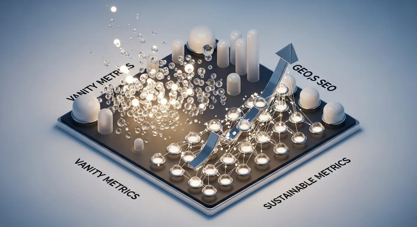 Abstrakte isometrische 3D-Illustration: Fokus auf entscheidende E-Commerce-Erfolgskennzahlen.