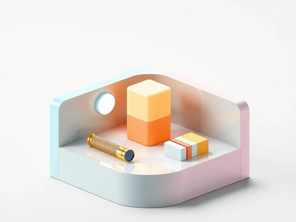 Abstrakte 3D-Szene mit geometrischen Formen und Licht, die den Erfolg durch Amazon Suchoptimierung darstellt.