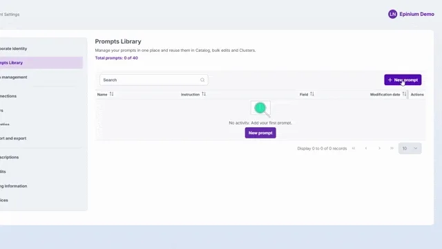 Bibliothèque de Prompts Personnalisés chez Epinium pour le Retail Media